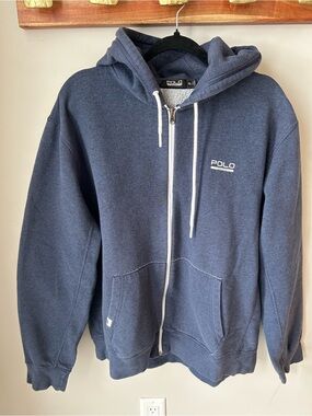 Polo Sport Ralph Lauren XL Navy Full Zip Hoodie Preppy Big and Tall Oversized